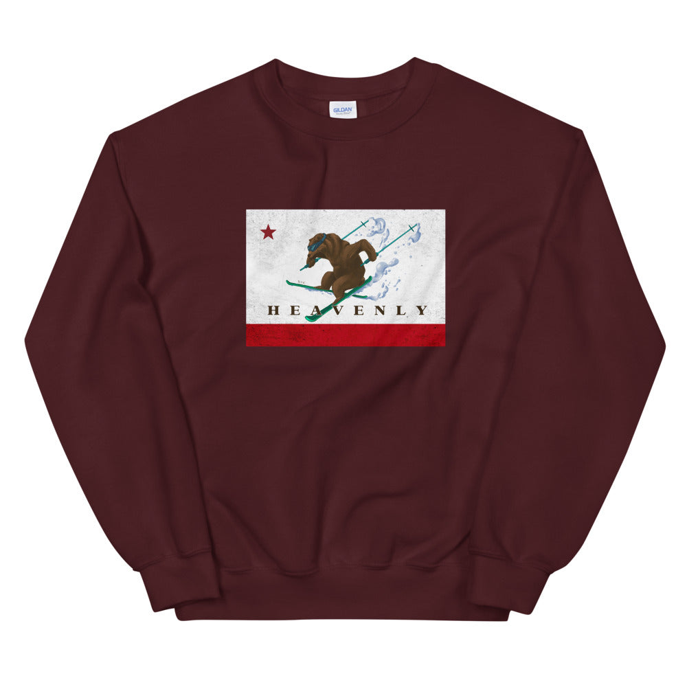 Maroon Heavenly CA Grizzly Skiing Sweatshirt - Sno Cal