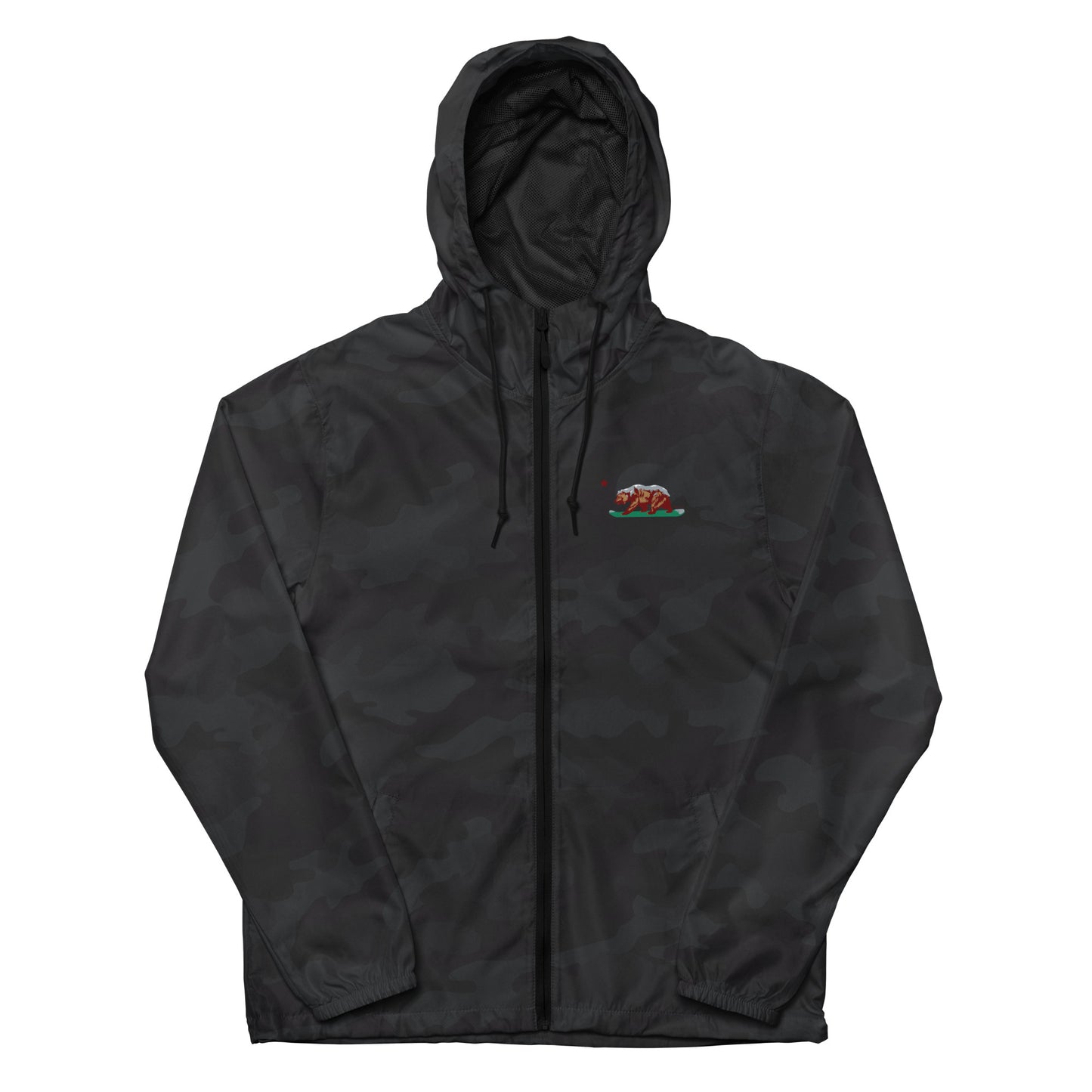 black camo CA grizzly windbreaker