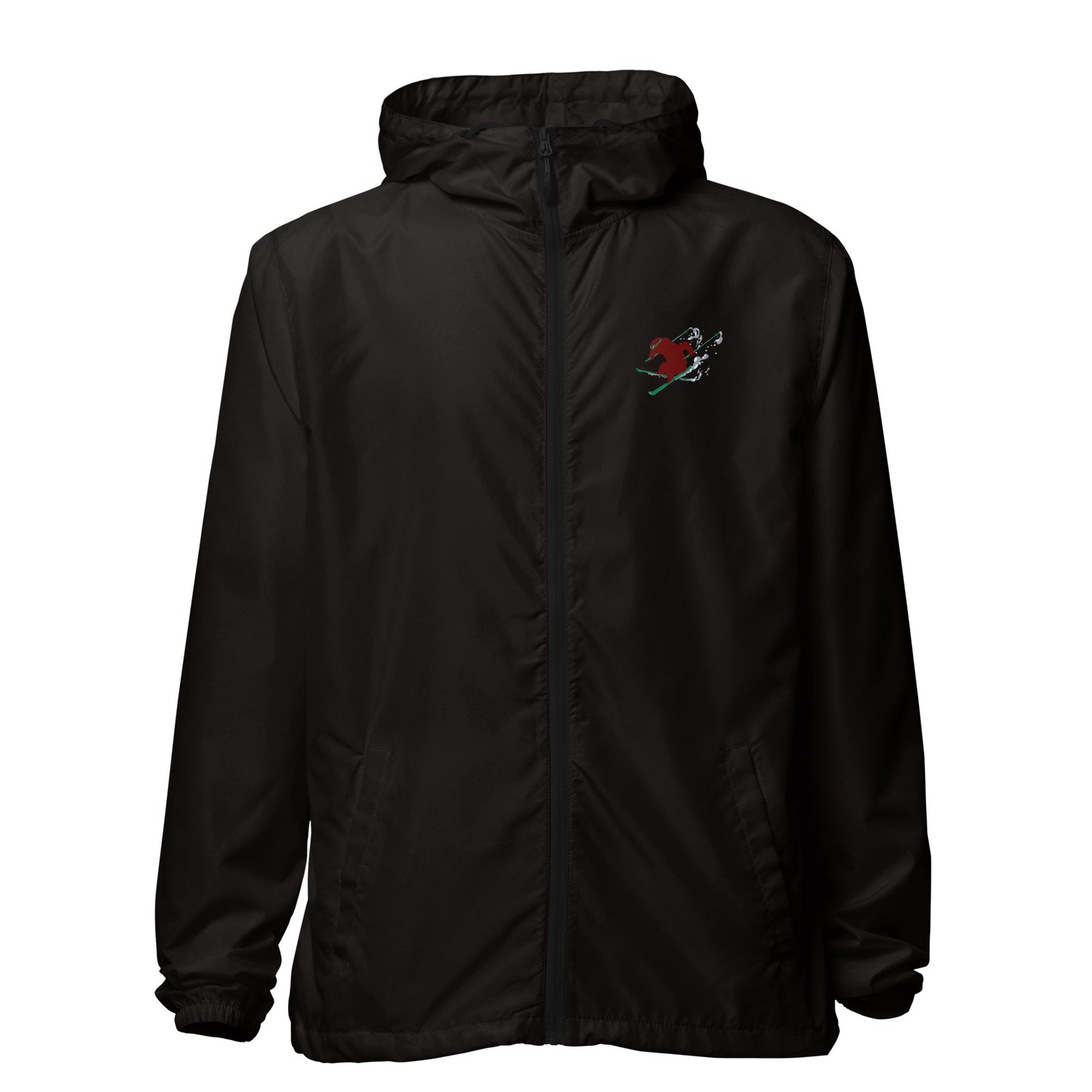 black lightweight CA ski windbreaker
