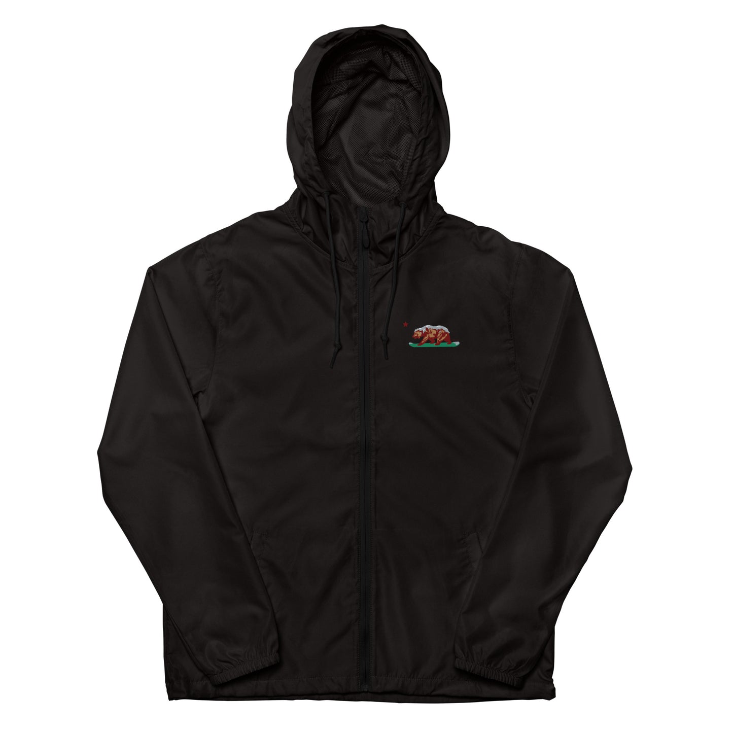 black California grizzly windbreaker with zipper
