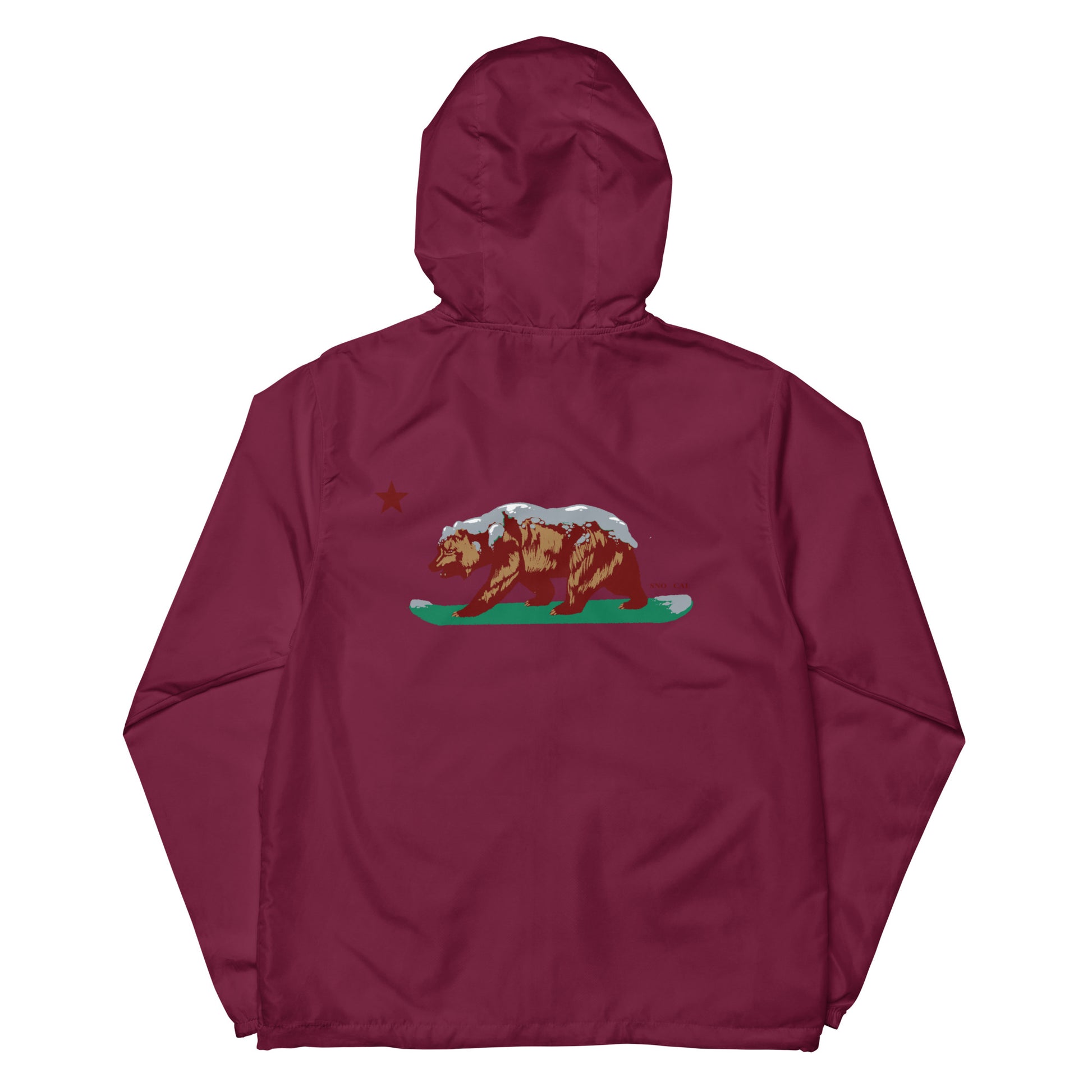 maroon California grizzly windbreaker
