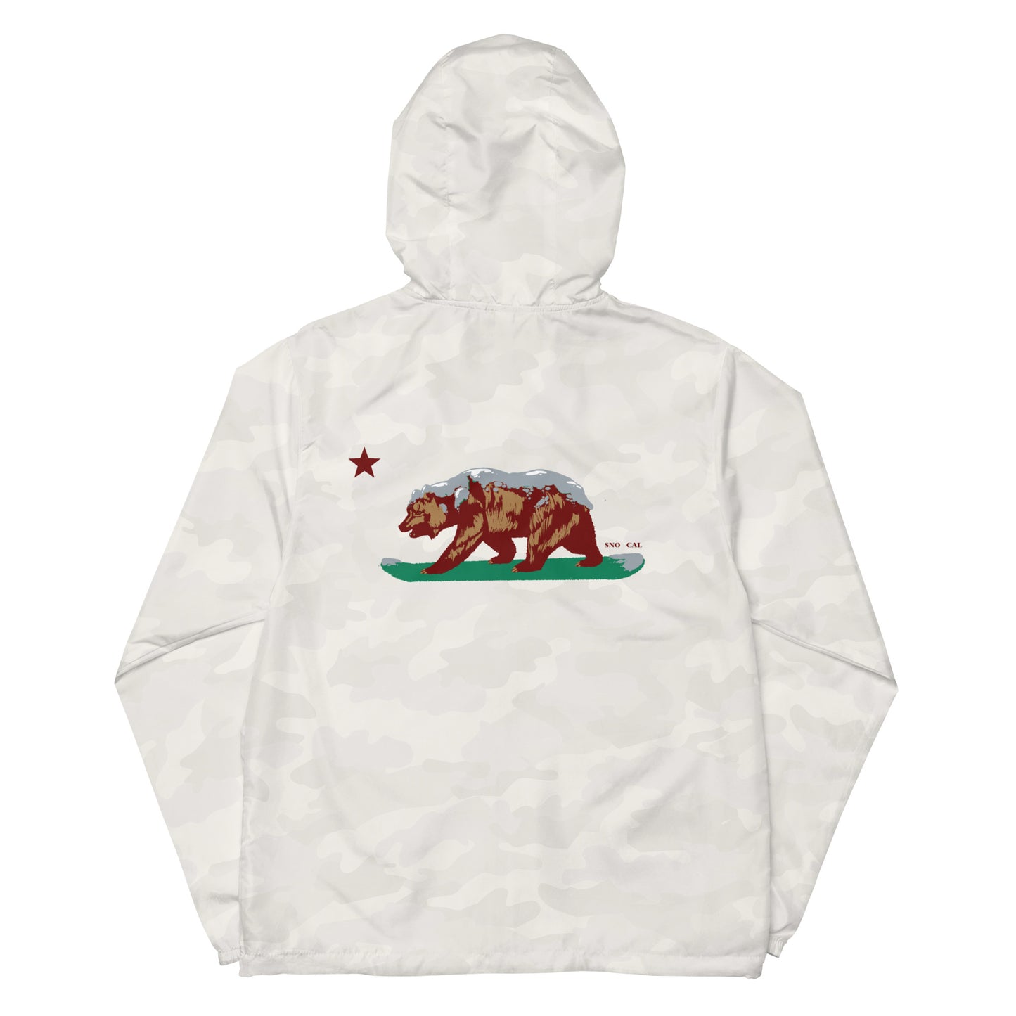 white camo California grizzly bear windbreaker