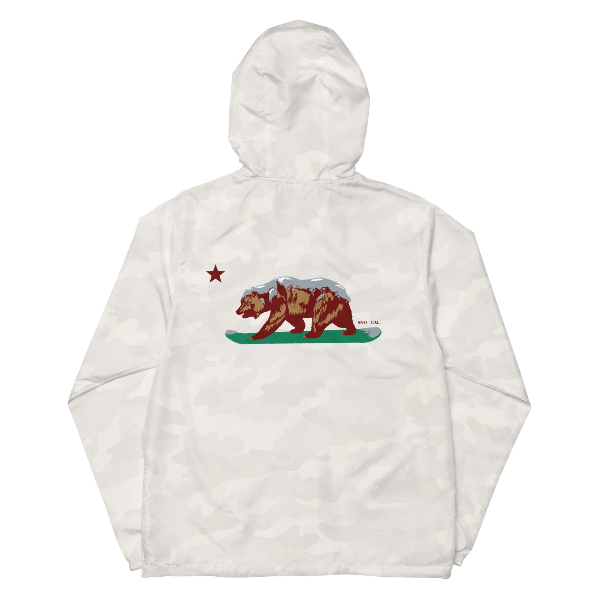 white camo California grizzly bear windbreaker