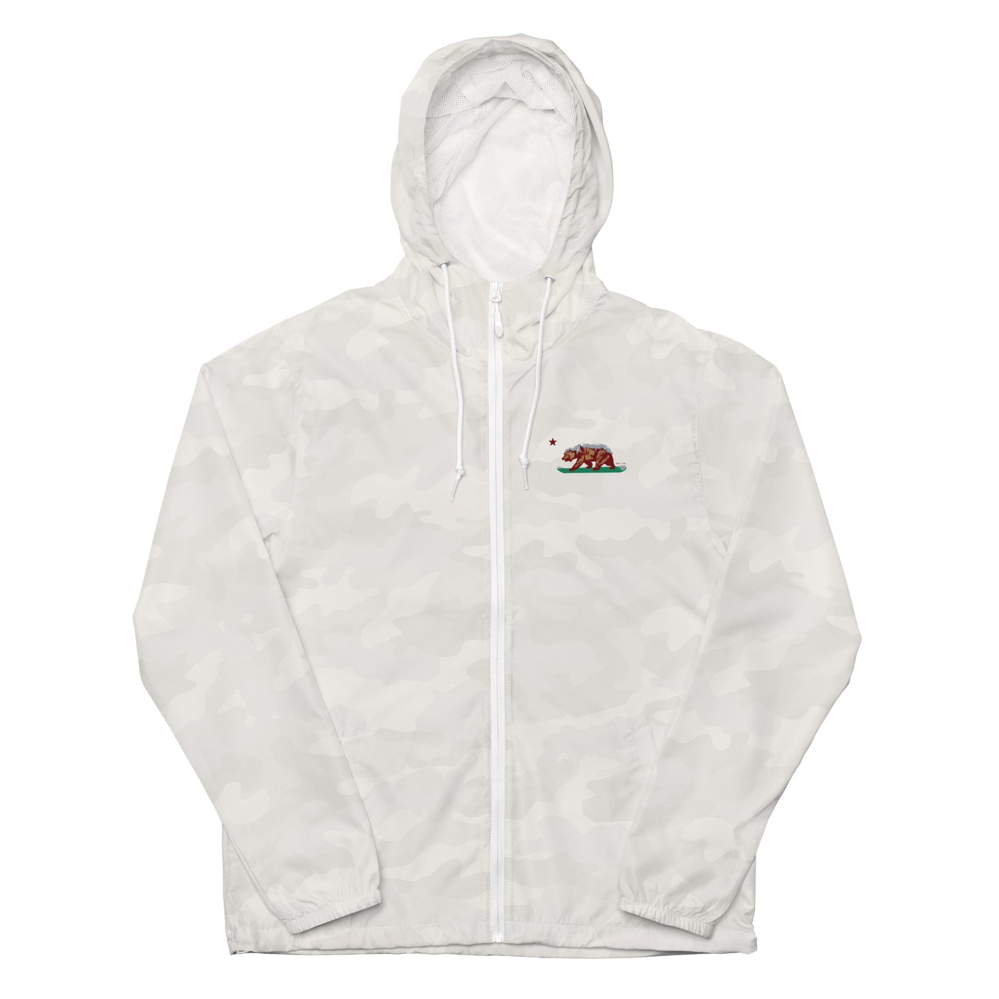 white camo CA grizzly windbreaker