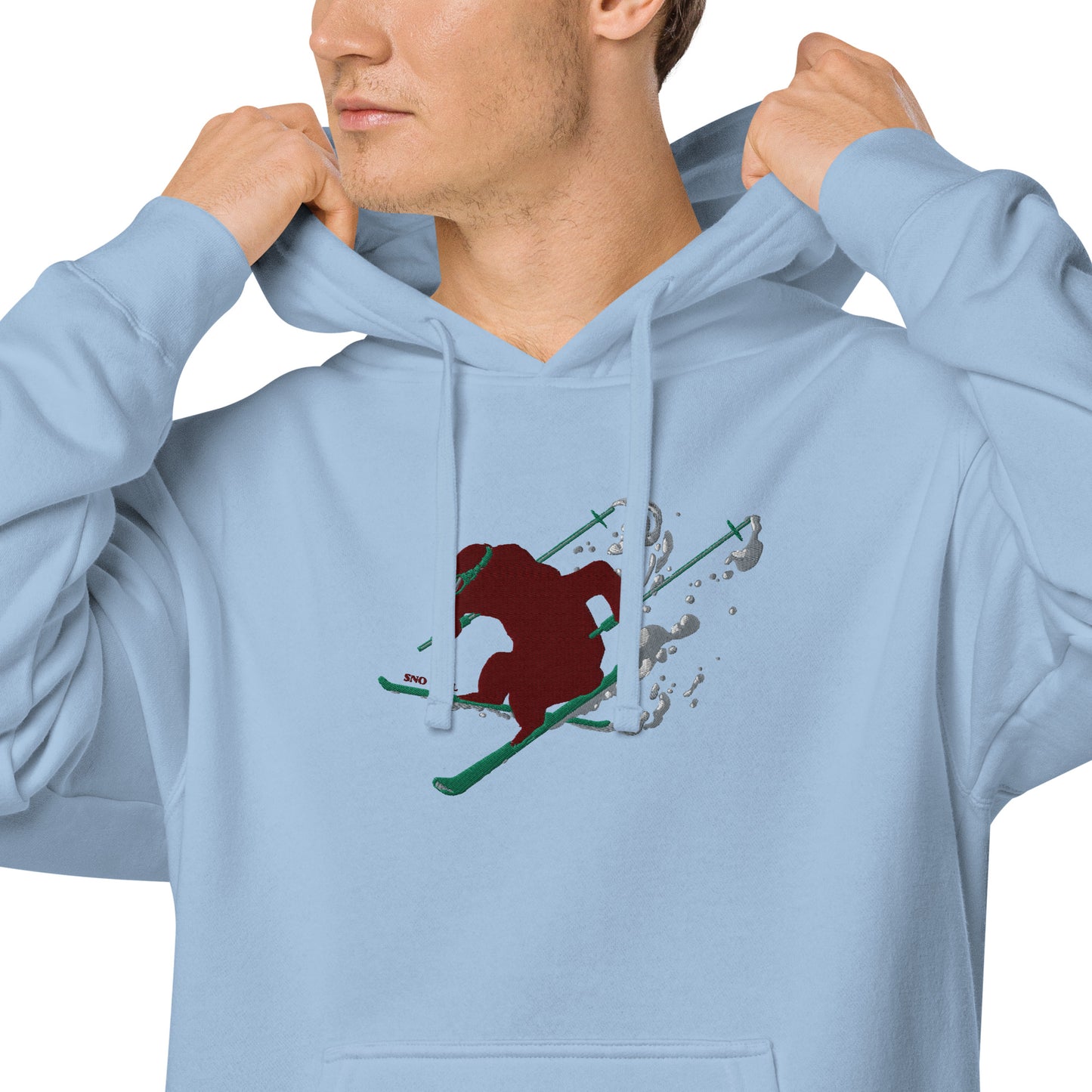 Goldy the Grizzly Skiing pigment-dyed hoodie