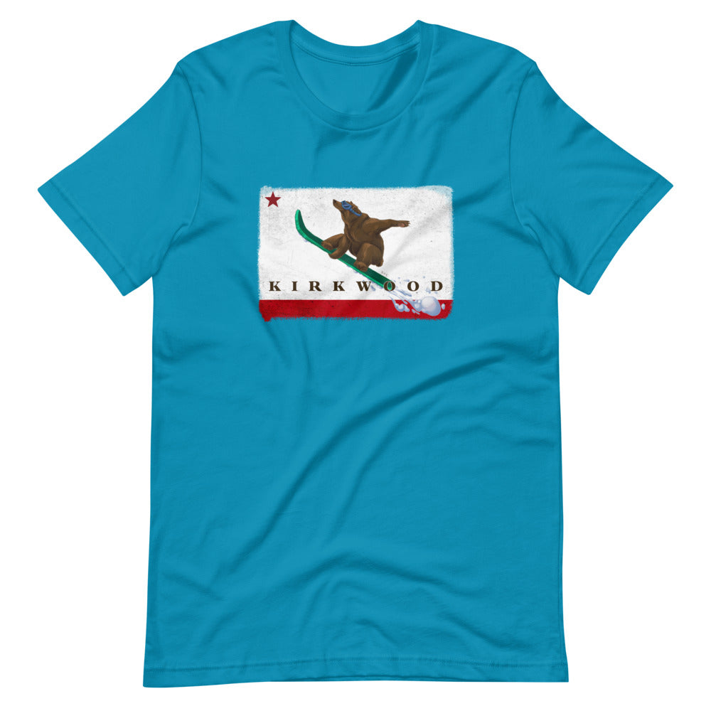 Kirkwood CA Flag Grizzly Sending It Shirt - Sno Cal