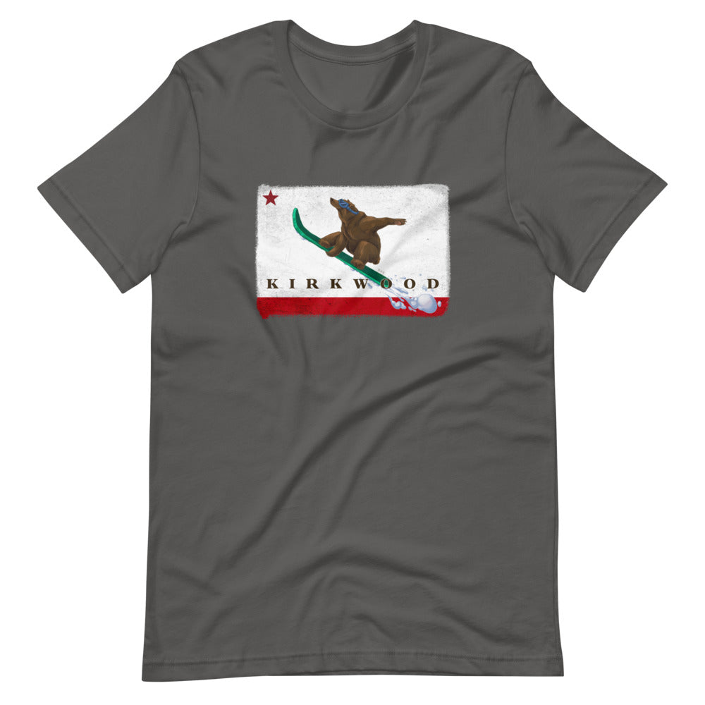 Kirkwood CA Flag Grizzly Sending It Shirt - Sno Cal