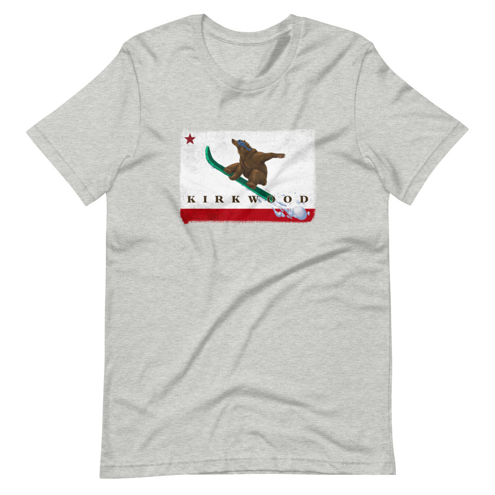 Kirkwood CA Flag Grizzly Sending It Shirt - Sno Cal
