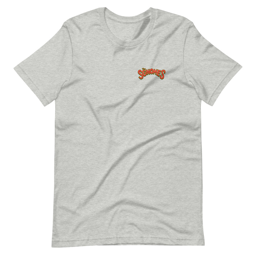 The Sgnomes shirt (nameplate front, design back)