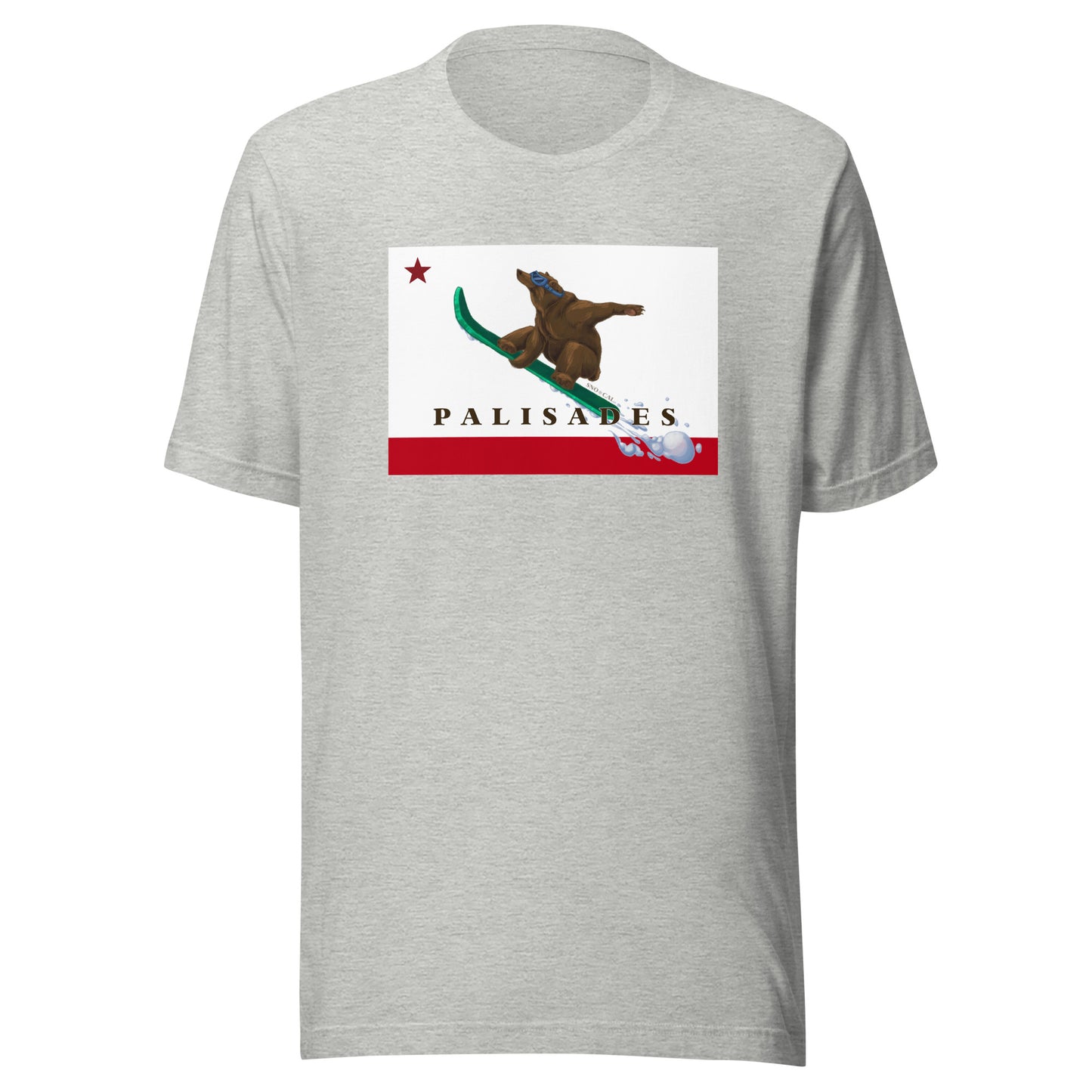 Palisades CA Flag Snowboard t-shirt
