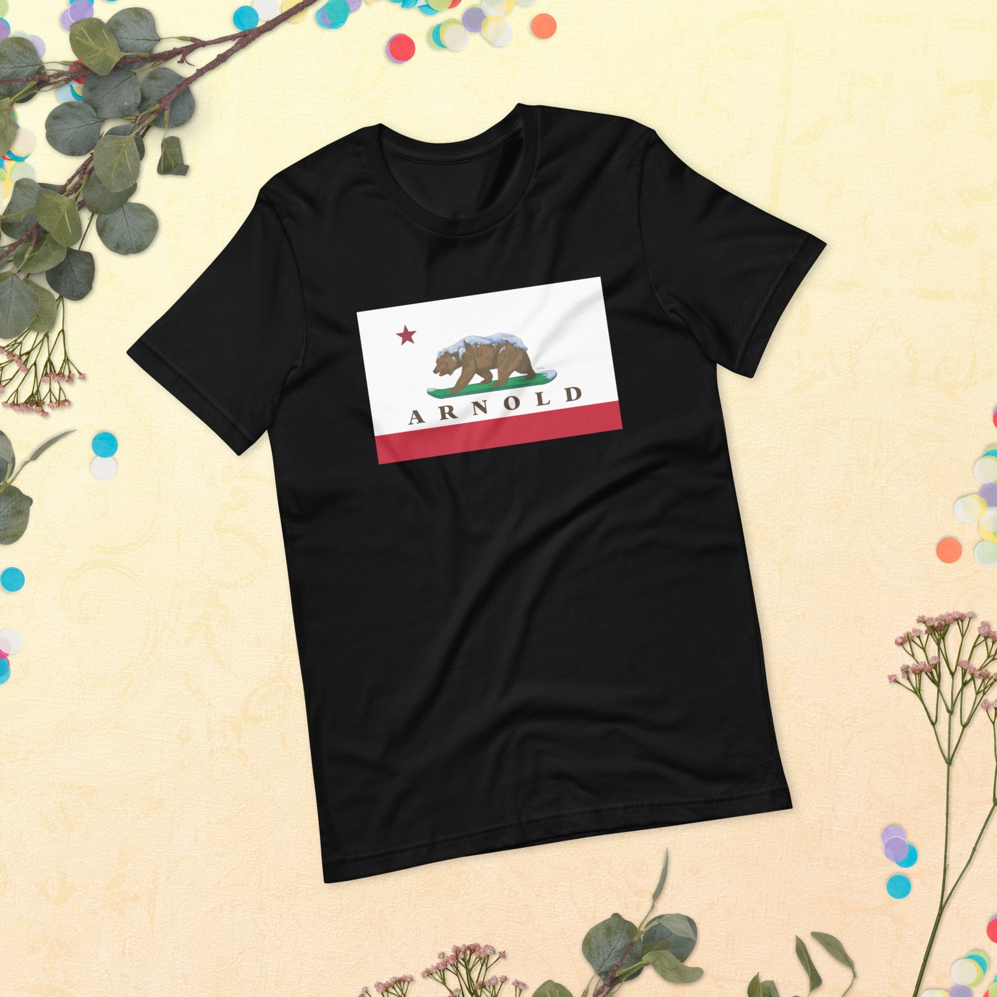 Black Arnold California flag shirt