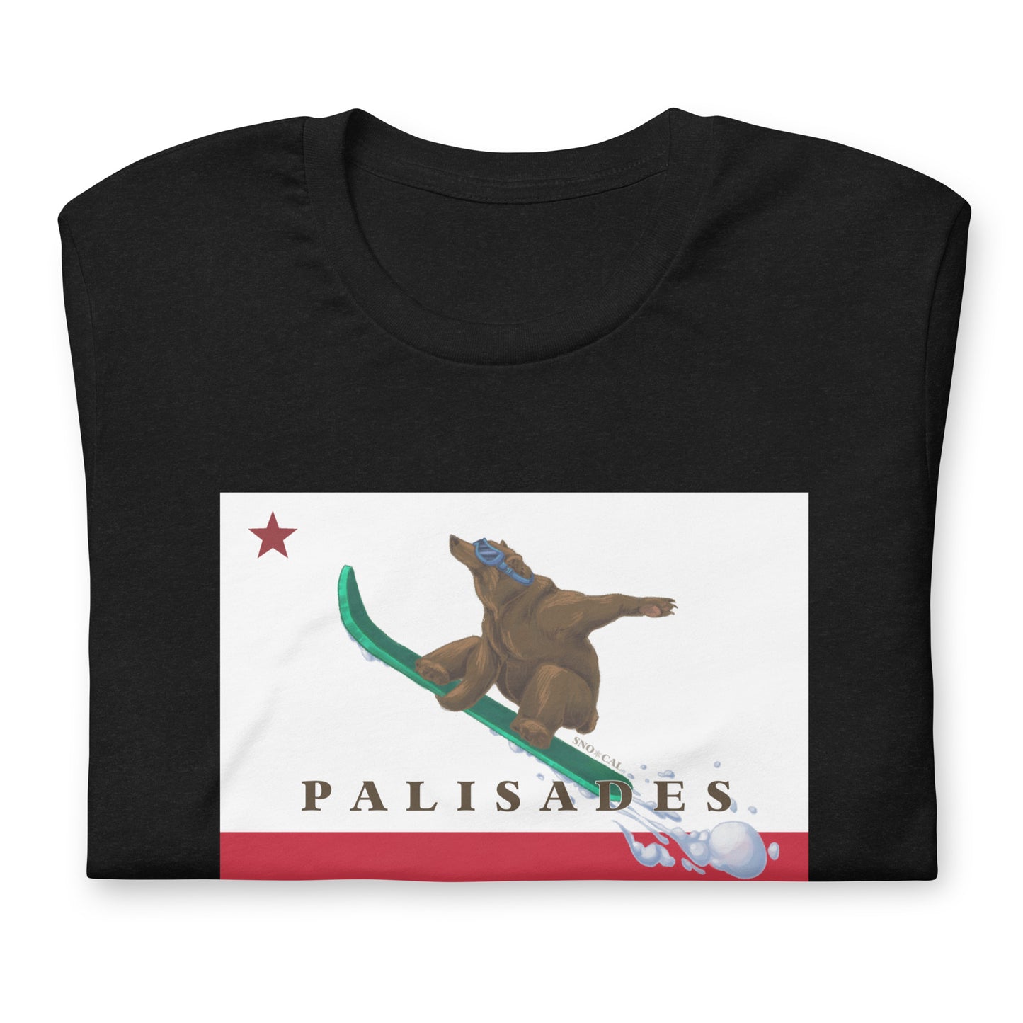 Palisades CA Flag Snowboard t-shirt