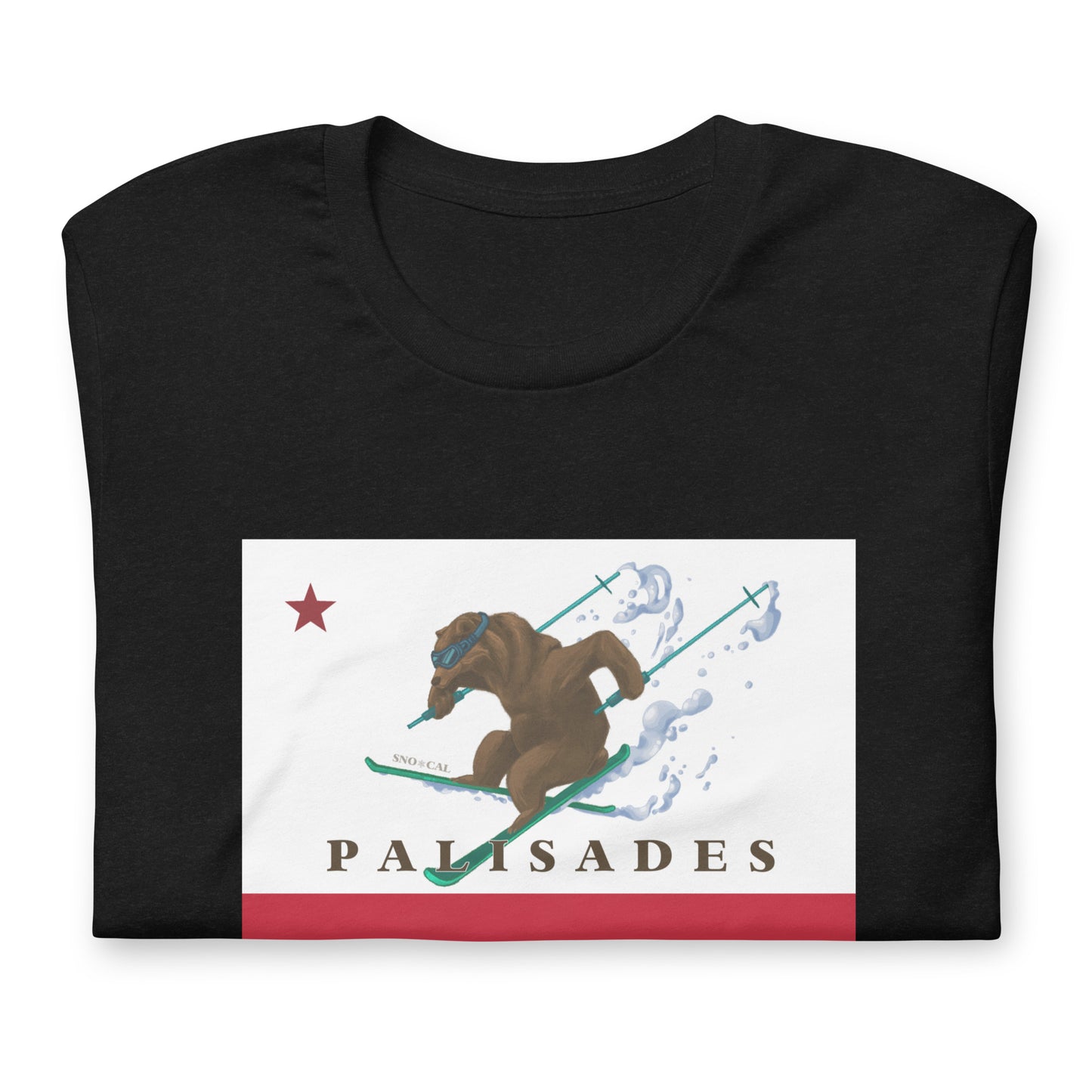Palisades CA flag ski t-shirt