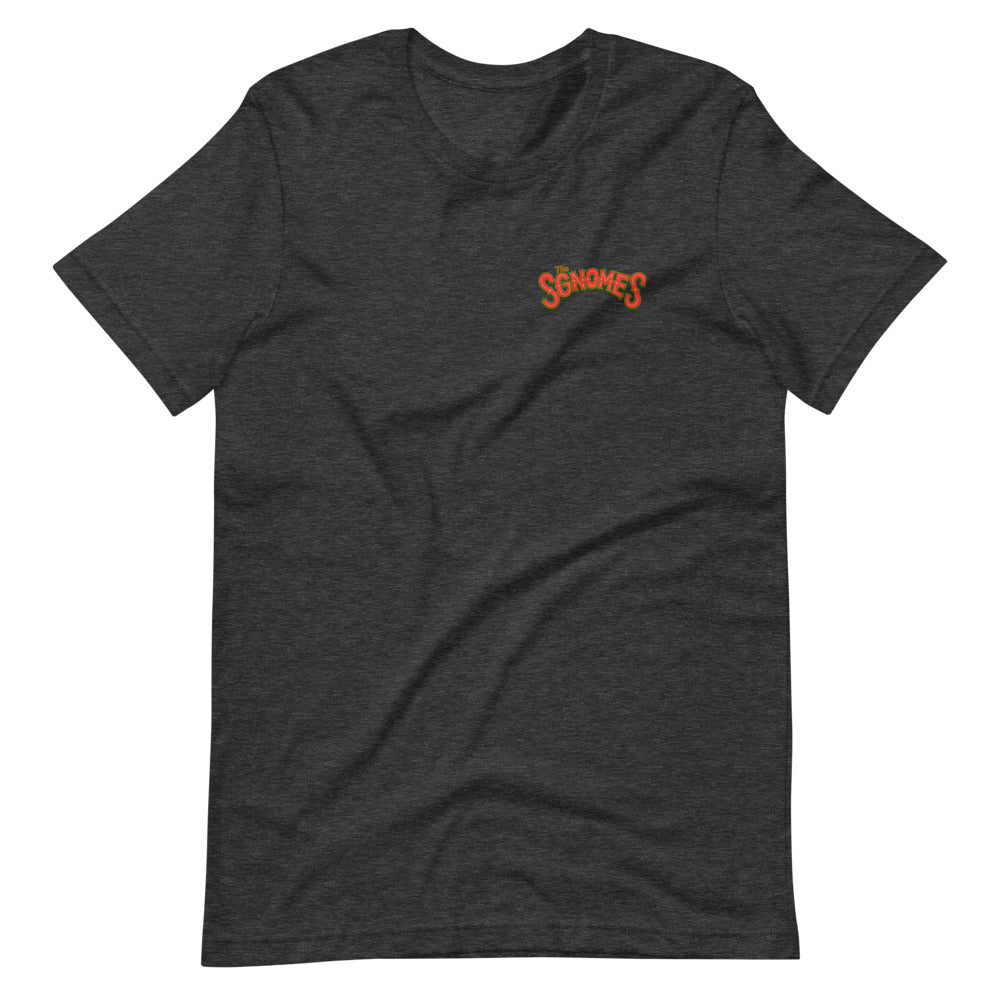 The Sgnomes shirt (nameplate front, design back)