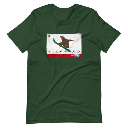 Kirkwood CA Flag Grizzly Sending It Shirt - Sno Cal