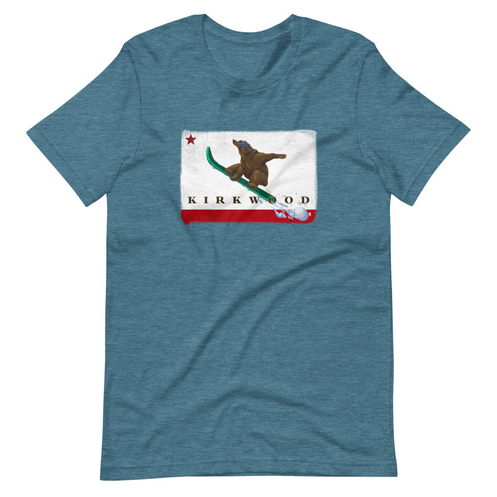 Kirkwood CA Flag Grizzly Sending It Shirt - Sno Cal