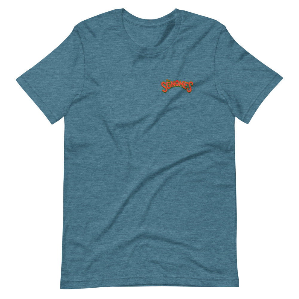 The Sgnomes shirt (nameplate front, design back)