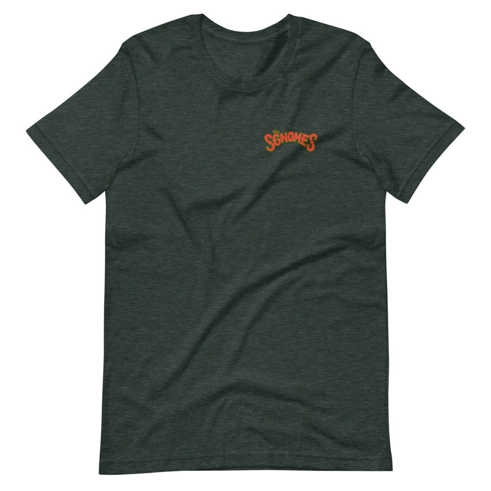 The Sgnomes shirt (nameplate front, design back)