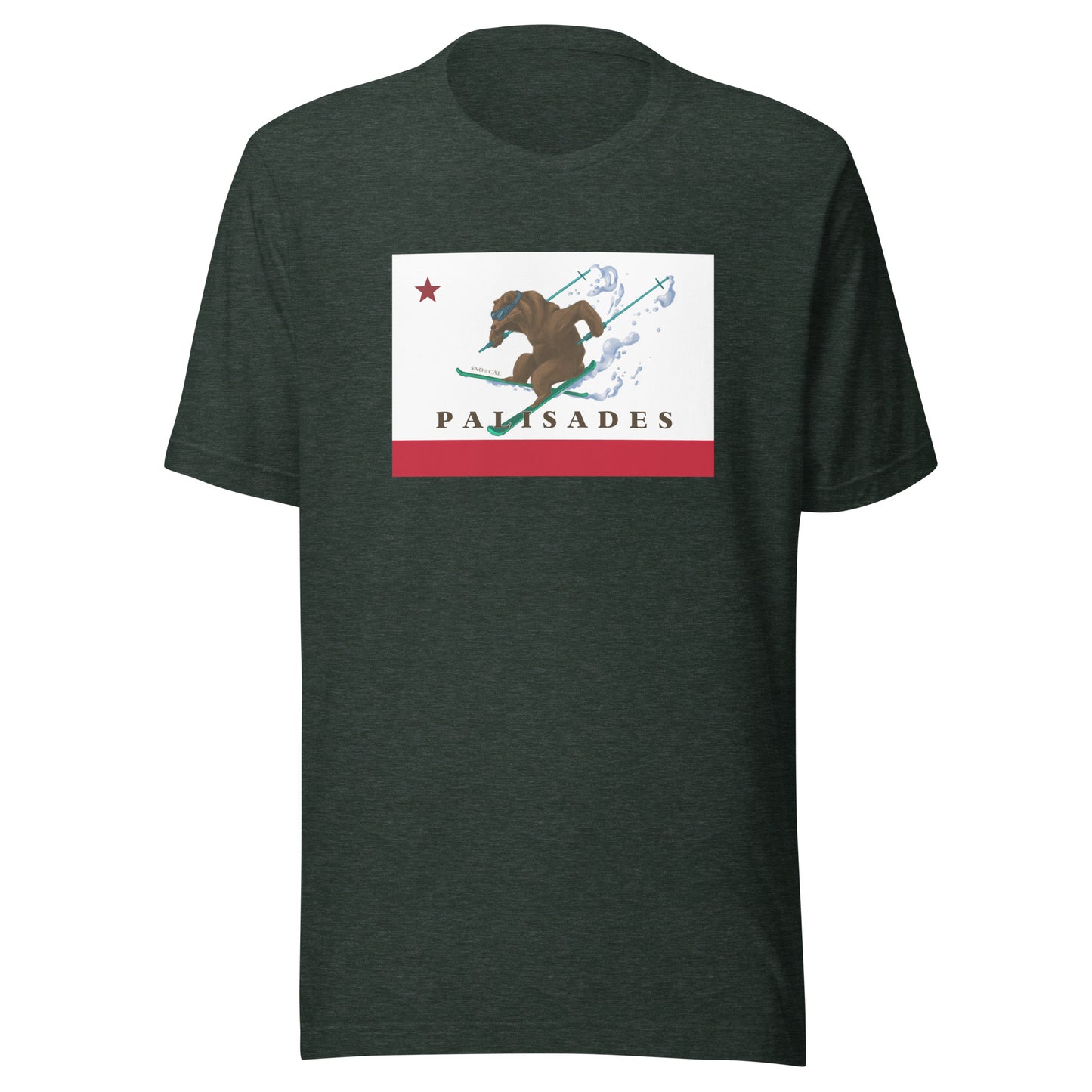 Palisades CA flag ski t-shirt