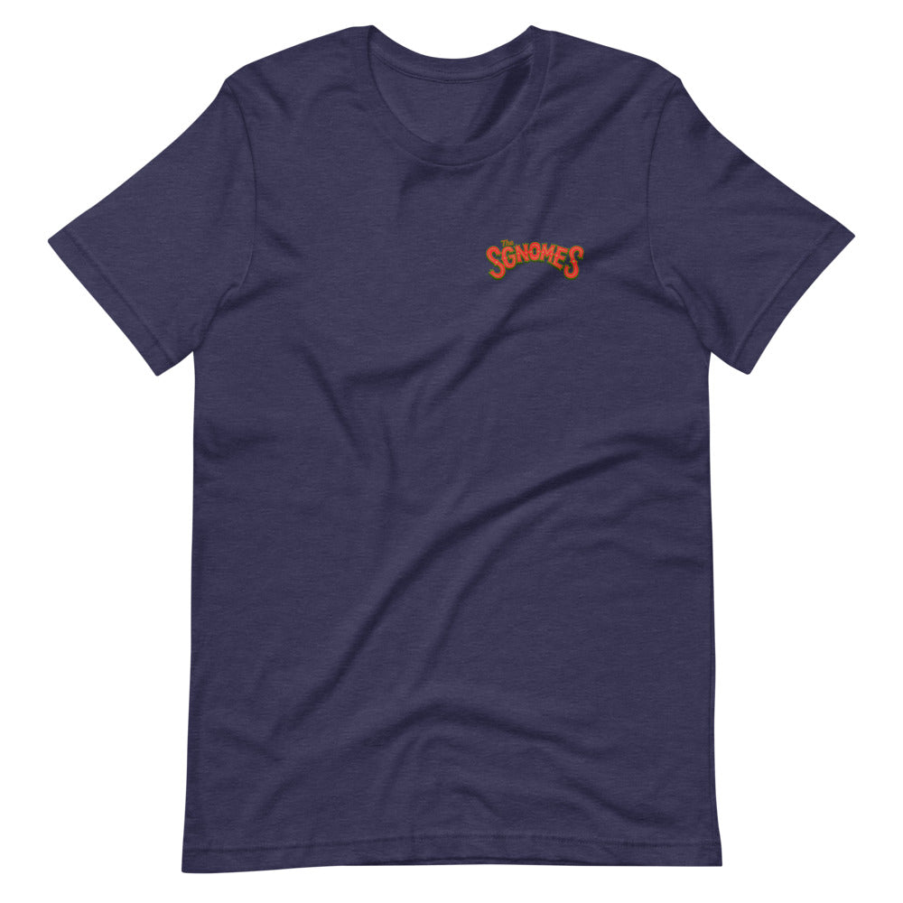 The Sgnomes shirt (nameplate front, design back)