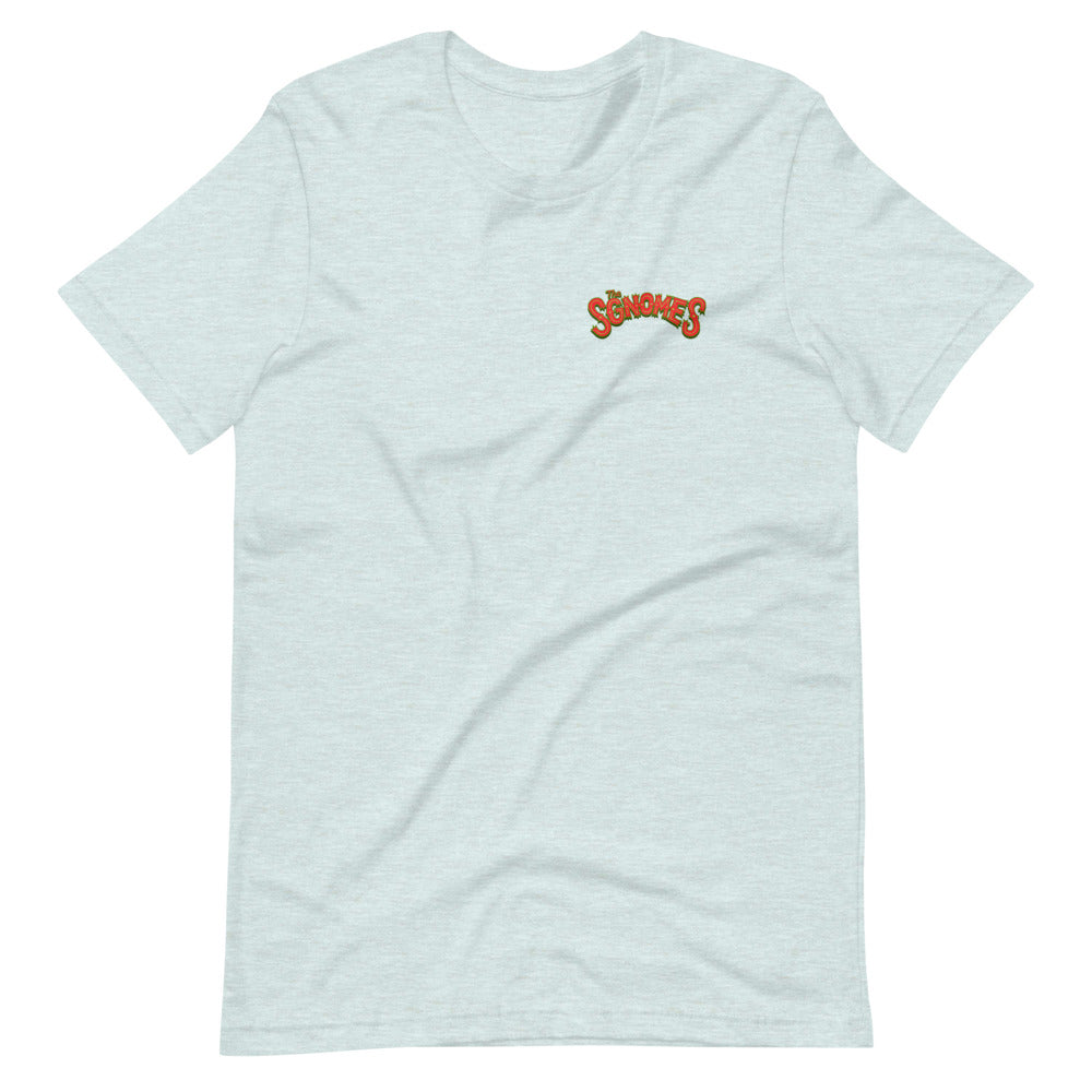 The Sgnomes shirt (nameplate front, design back)