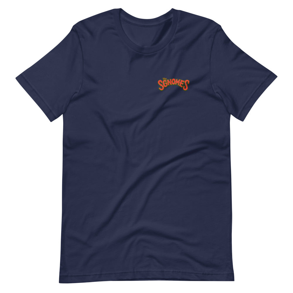 The Sgnomes shirt (nameplate front, design back)