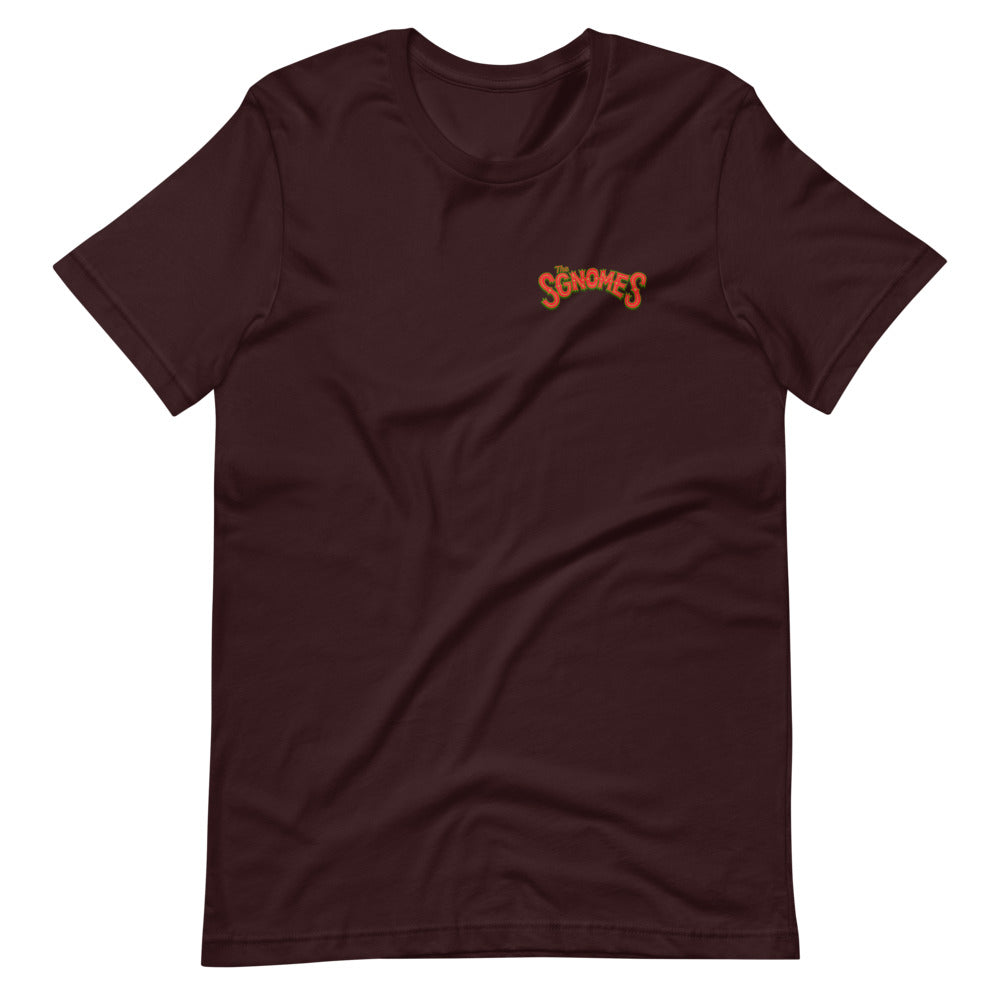 The Sgnomes shirt (nameplate front, design back)