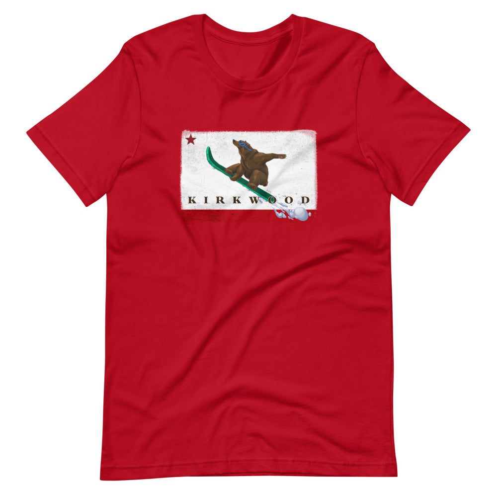 Kirkwood CA Flag Grizzly Sending It Shirt - Sno Cal