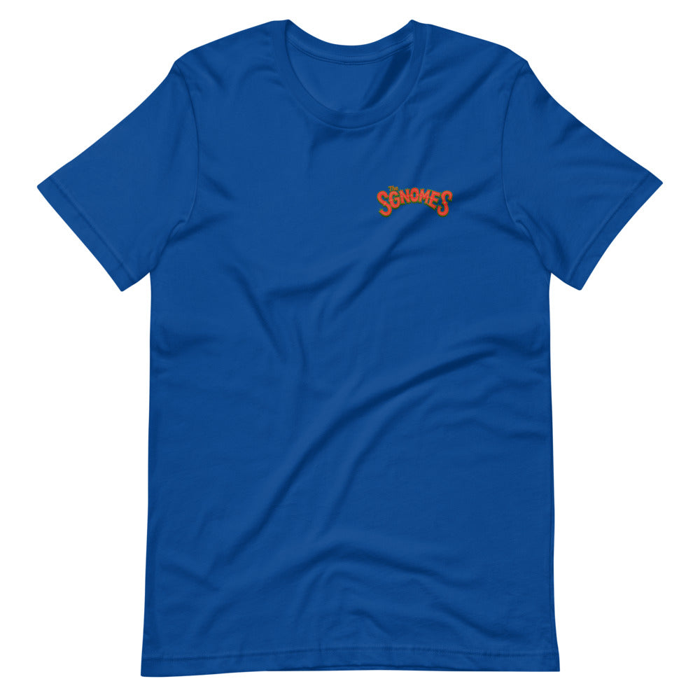 The Sgnomes shirt (nameplate front, design back)