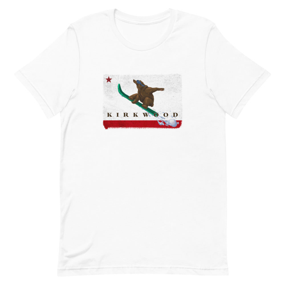 Kirkwood CA Flag Grizzly Sending It Shirt - Sno Cal