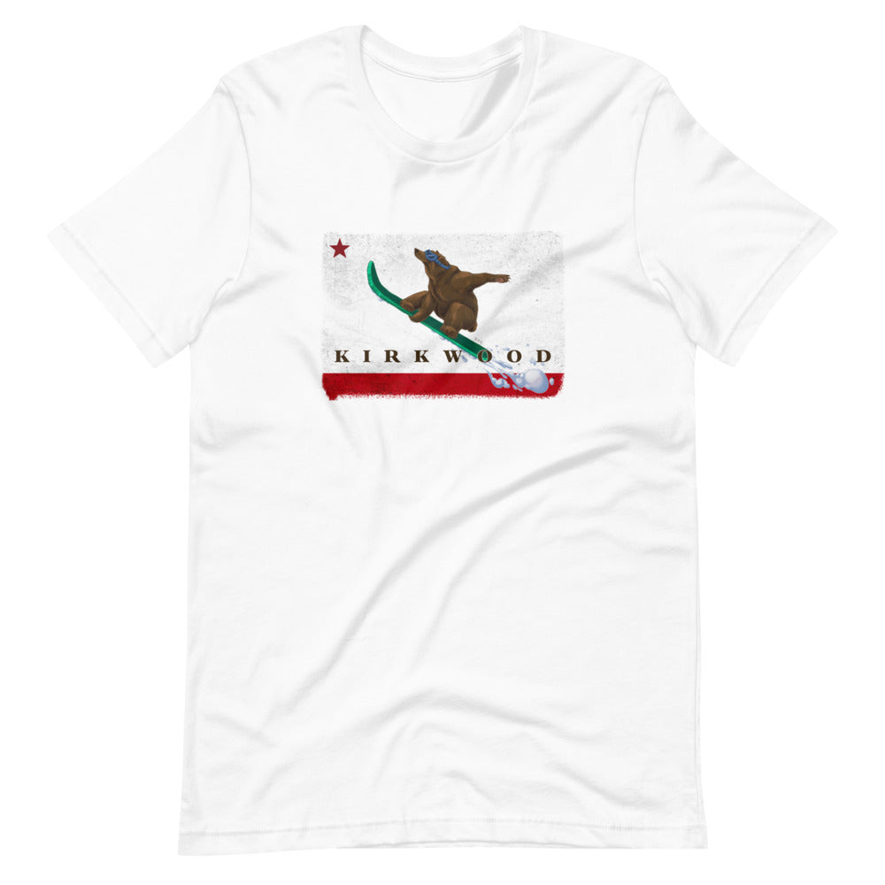 Kirkwood CA Flag Grizzly Sending It Shirt - Sno Cal