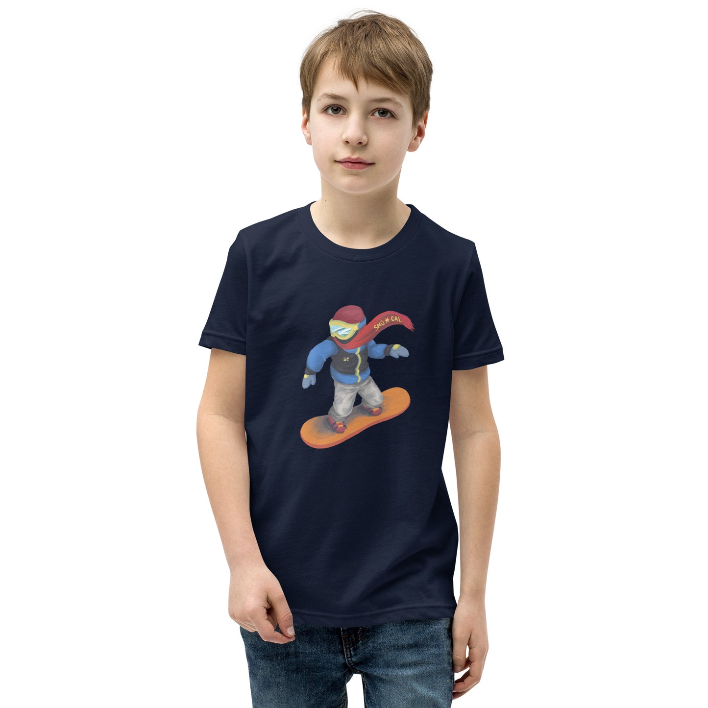kids snowboarding emoji shirt navy