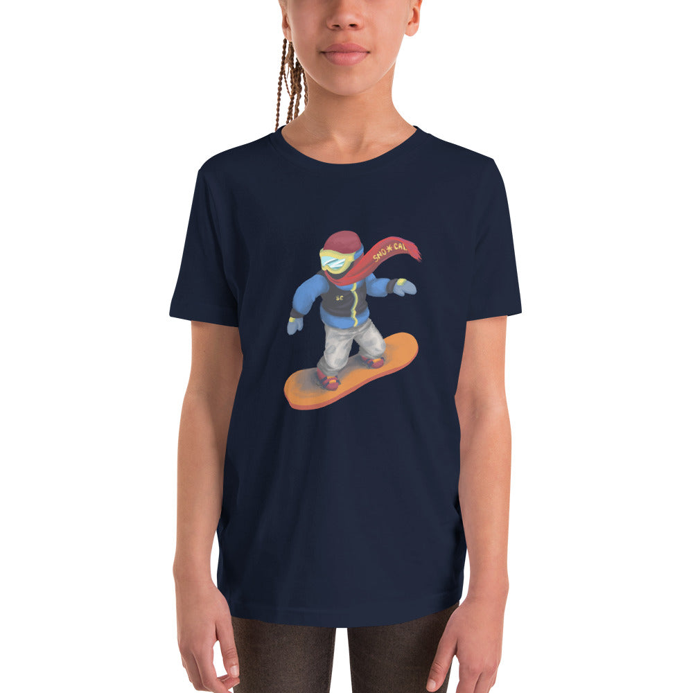 kids snowboarding emoji shirt navy blue