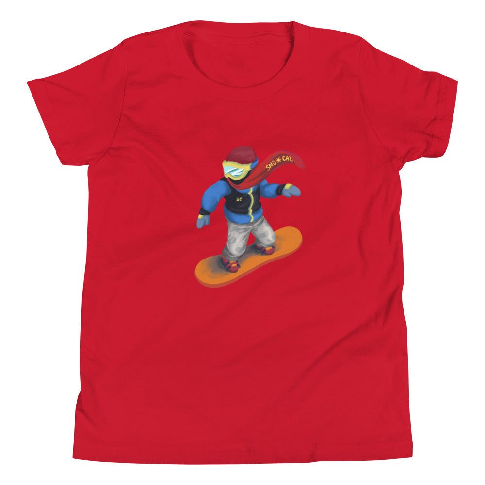 kids snowboard emoji shirt red