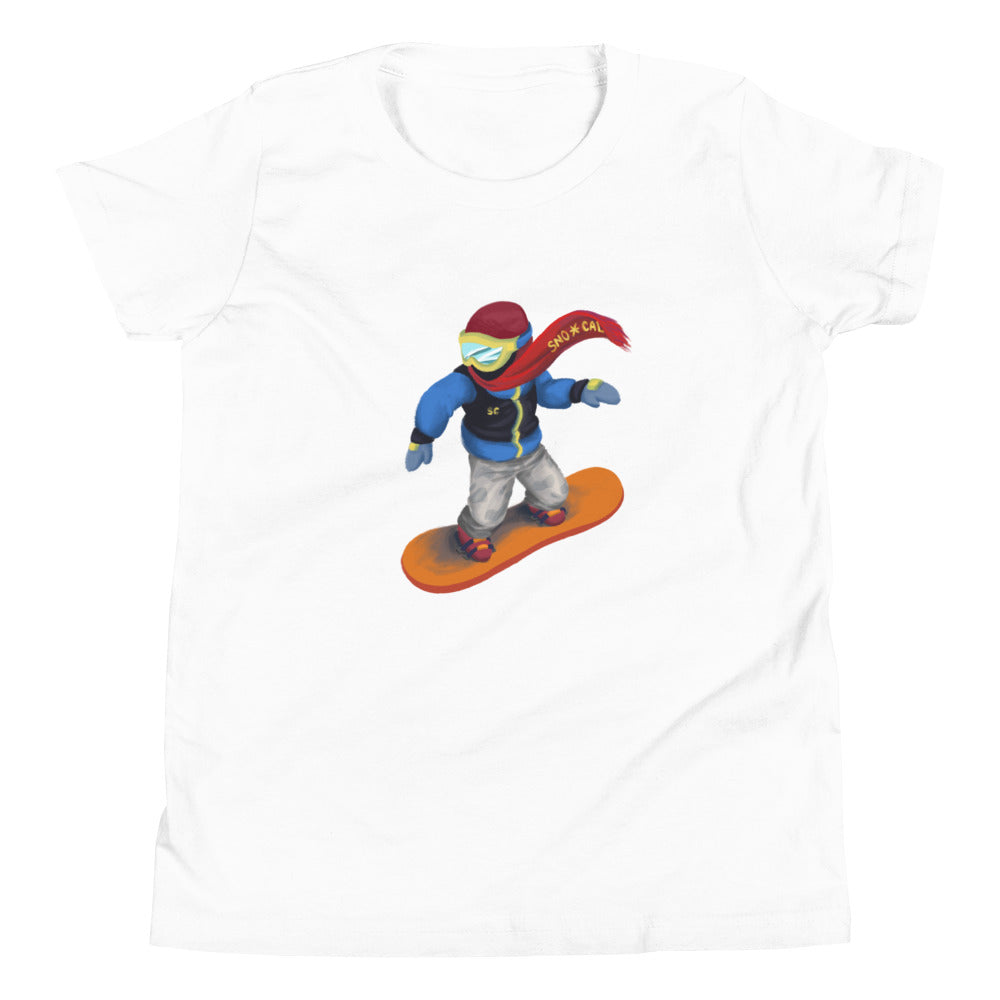 kids white snowboarding emoji shirt