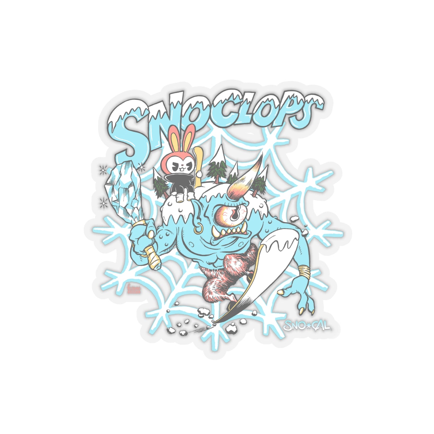 SnoClops with snowflake web sticker - Sno Cal