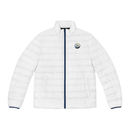 Mens white puffer snow jacket