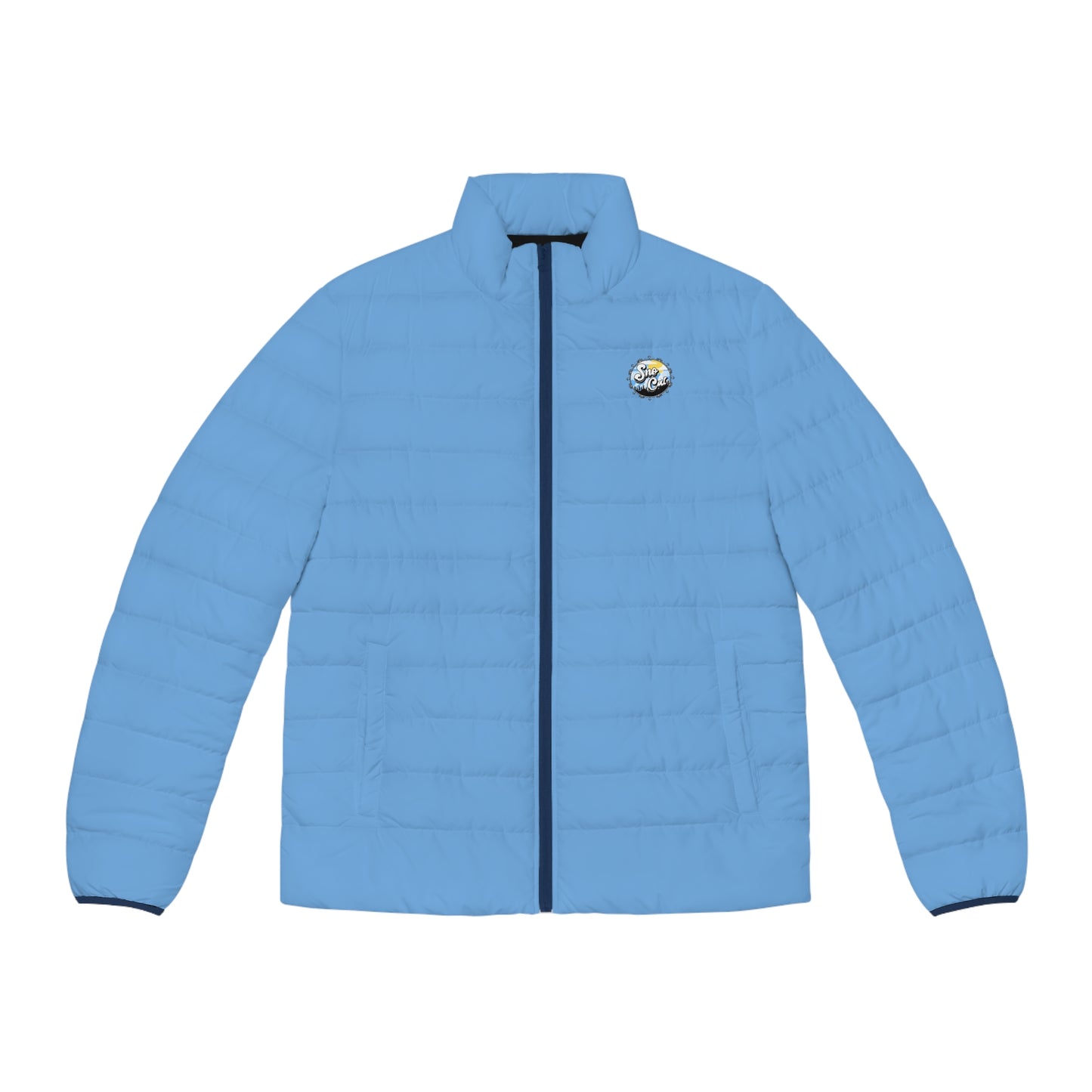 Light Blue Mens puffer snow jacket