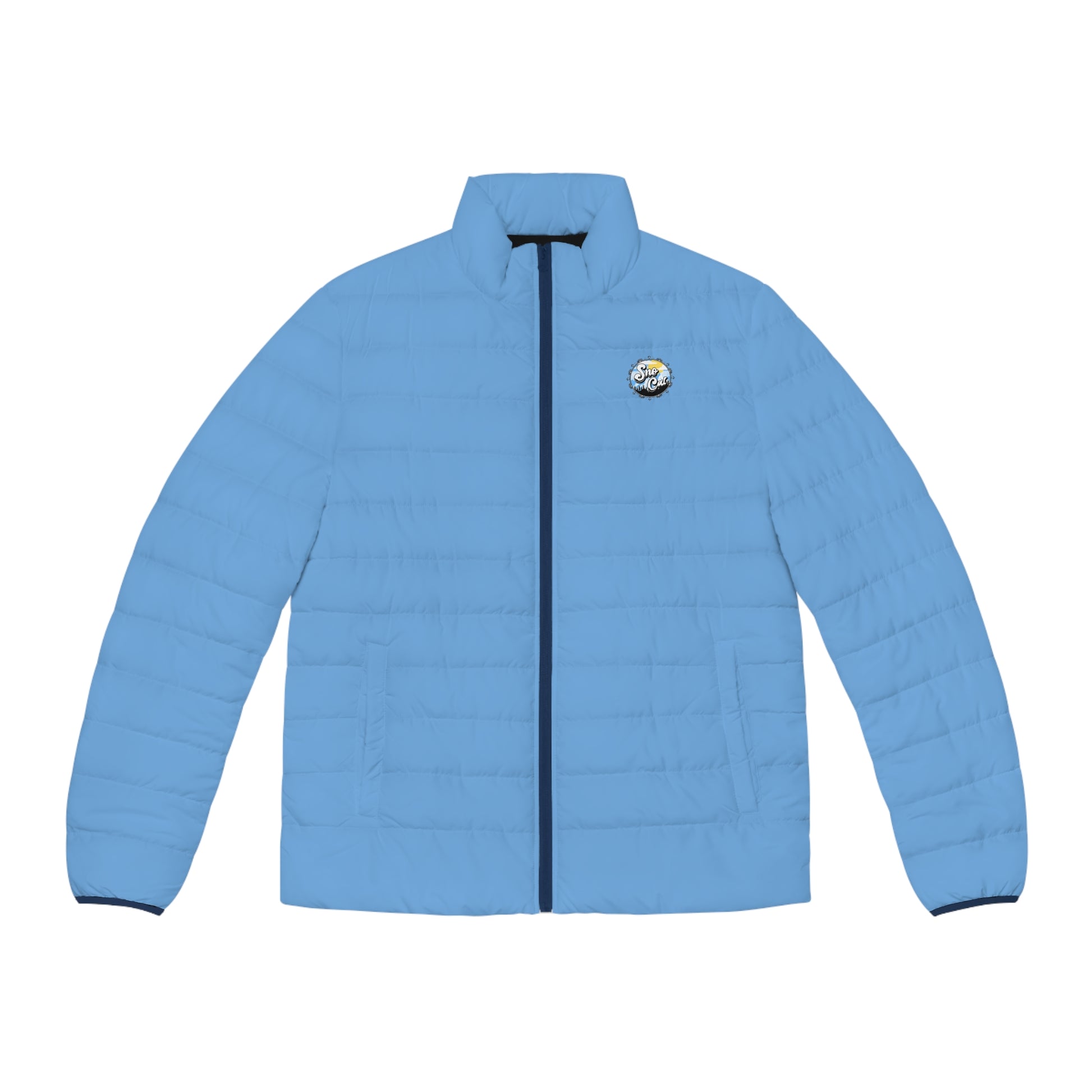 Light Blue Mens puffer snow jacket