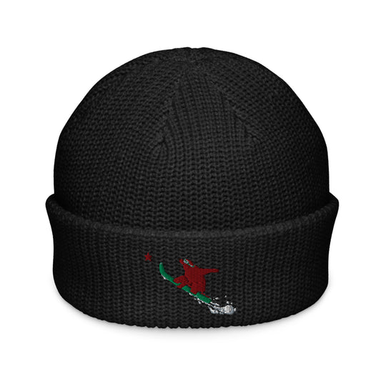 Black snowboard grizzly beanie