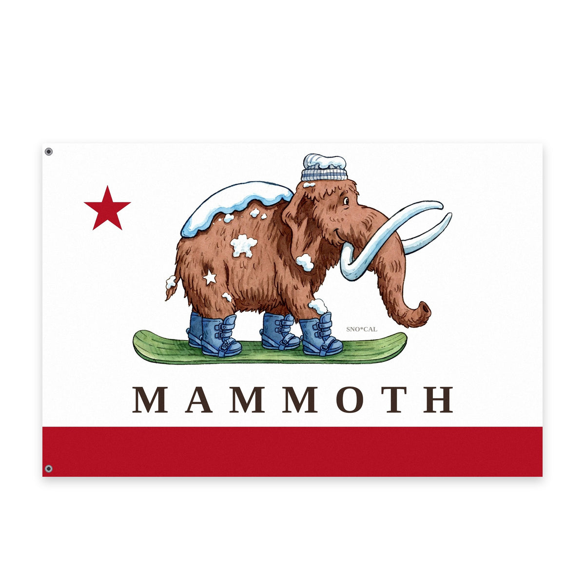 Mammoth 3x5 ski flag with California flag design, flat view