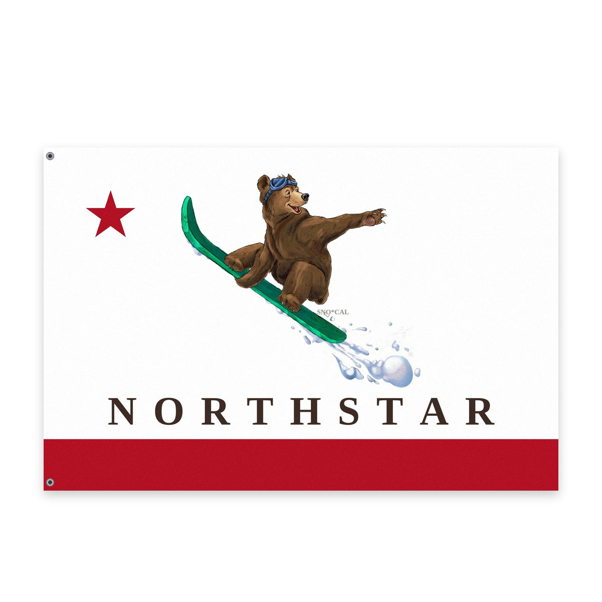Northstar 3x5 ski flag with California flag design, flat view