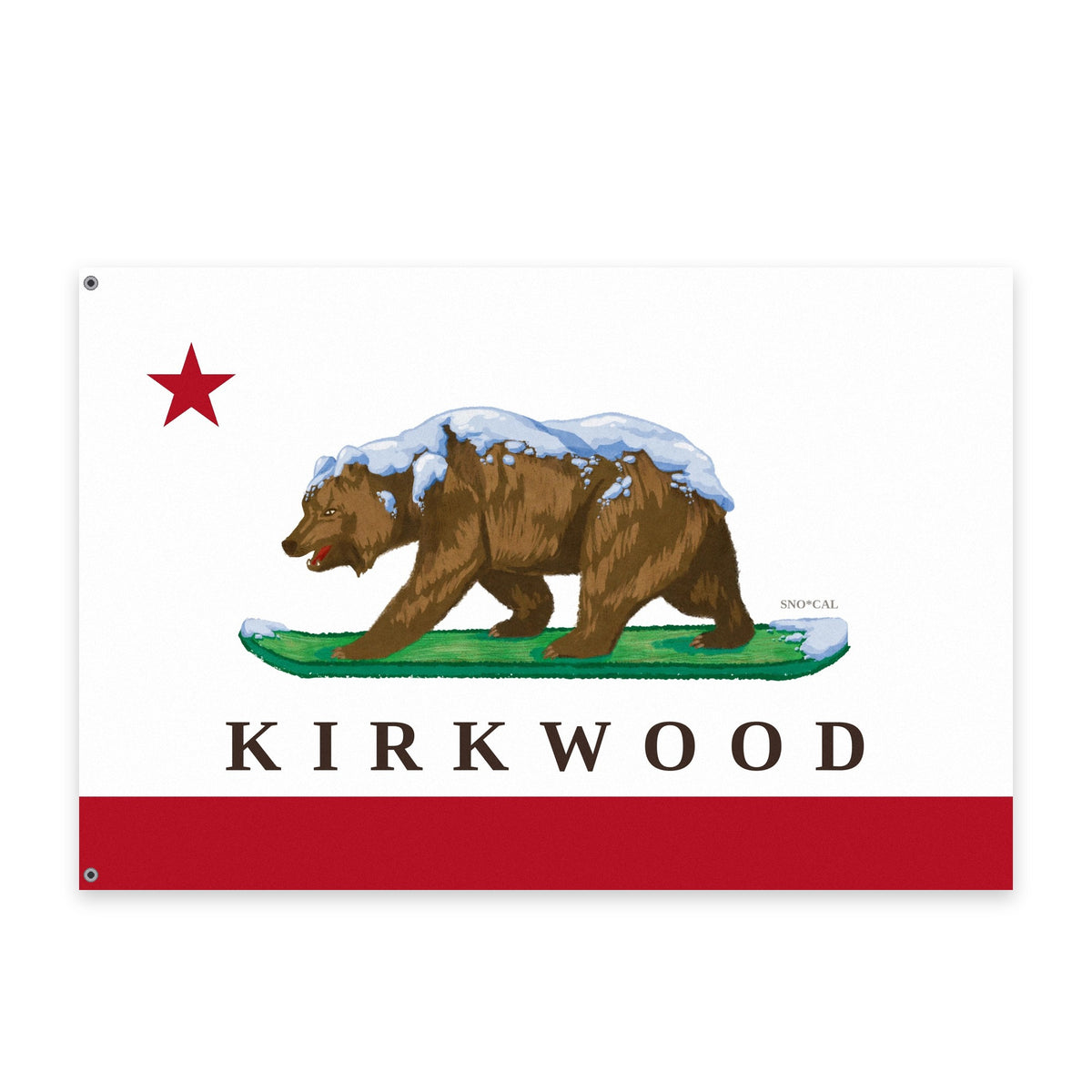 Kirkwood 3x5 ski flag with California flag design, flat view