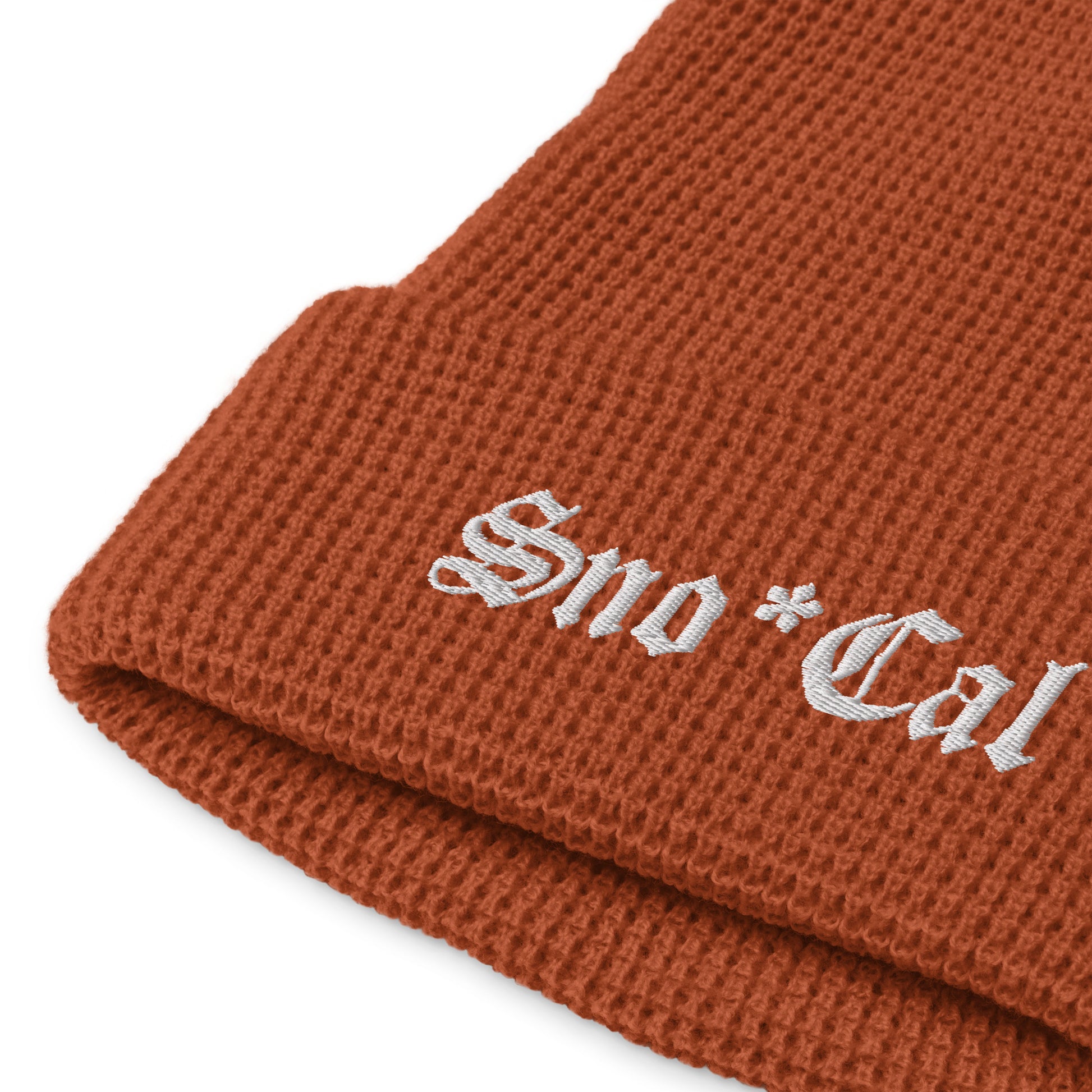 Sno Cal waffle beanie rust color