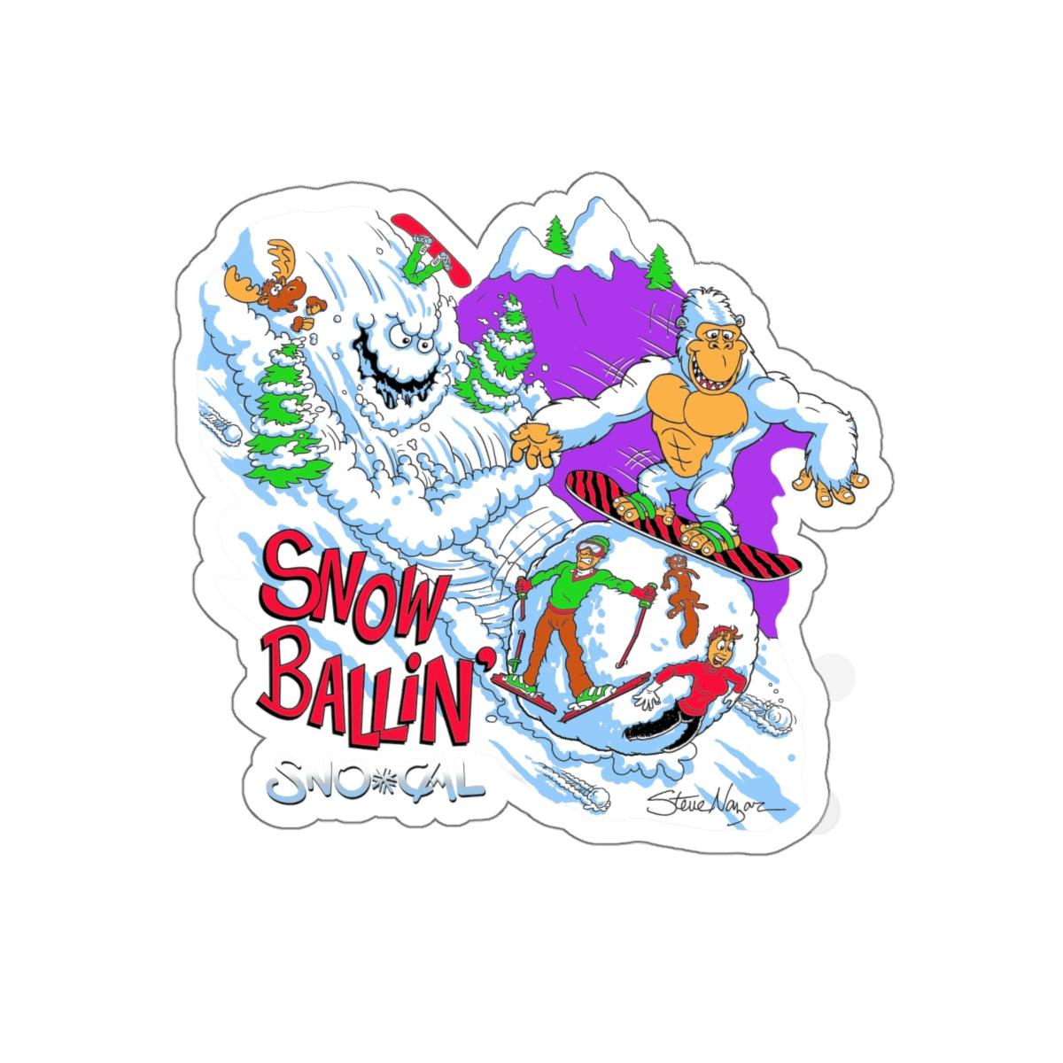 Snorilla SnowBallin' snowboard sticker - Sno Cal