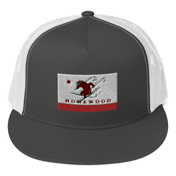 Homewood CA Flag Ski Trucker Cap