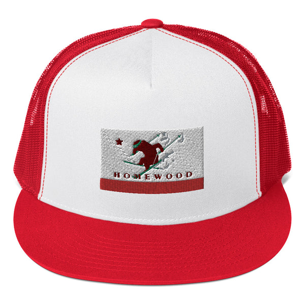 Homewood CA Flag Ski Trucker Cap