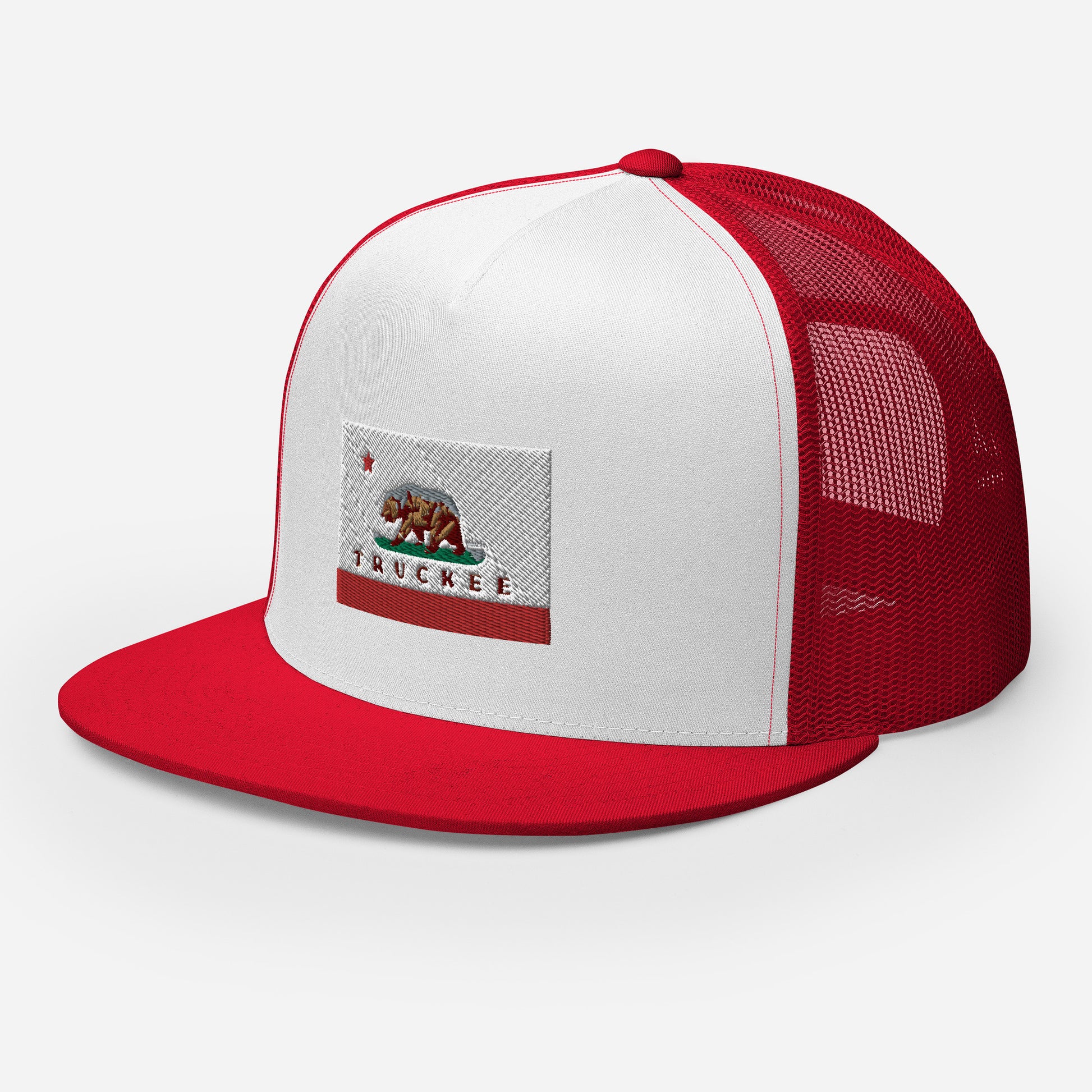 red & white truckee trucker hat