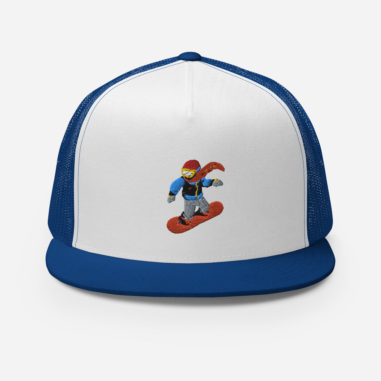 blue snowboard emoji trucker cap