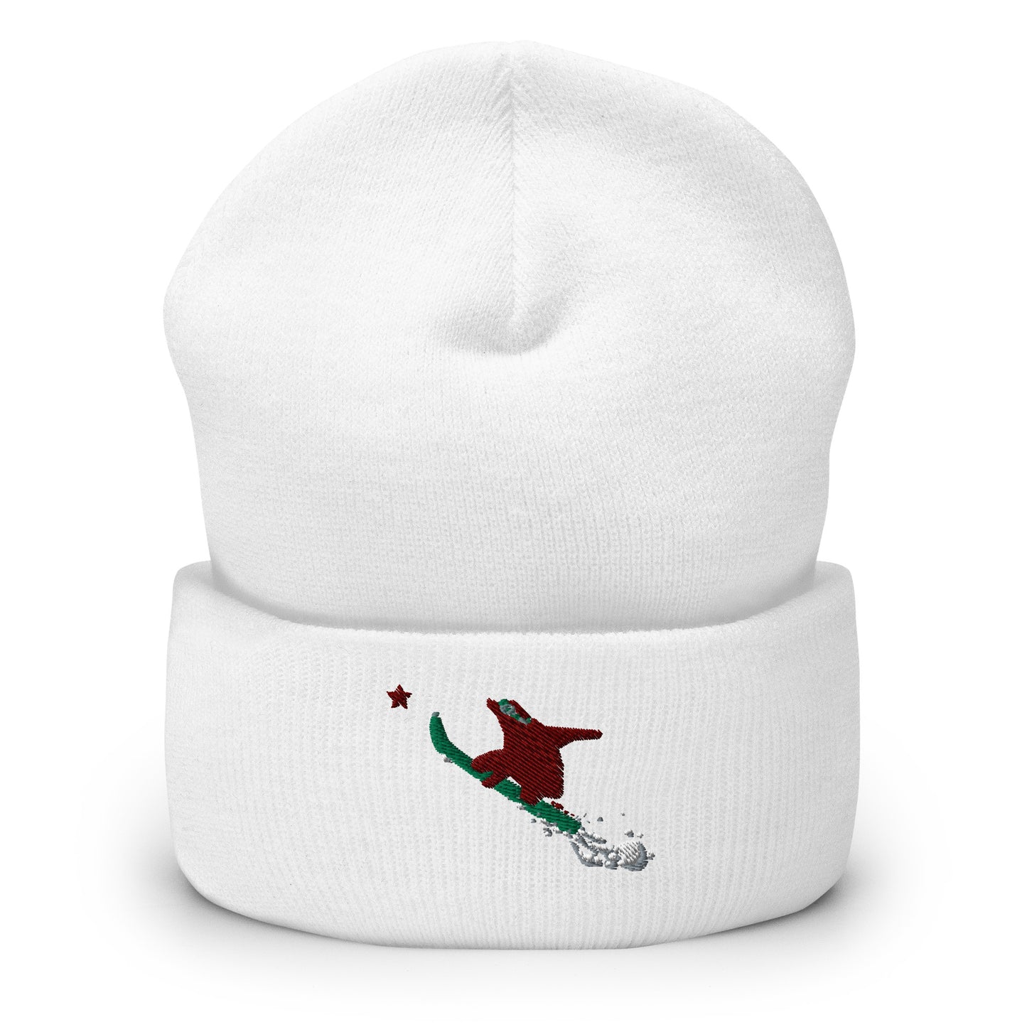 white snowboard beanie